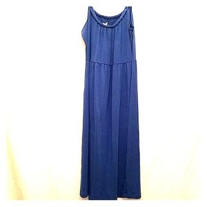 Natural reflections braided trim blue knit dress
